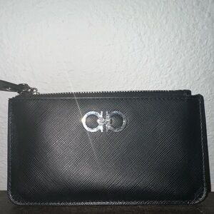 Salvatore Ferragamo Black Leather Pouch